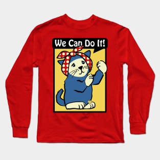 We Can Do It! Rosie Riveter Cat Long Sleeve T-Shirt